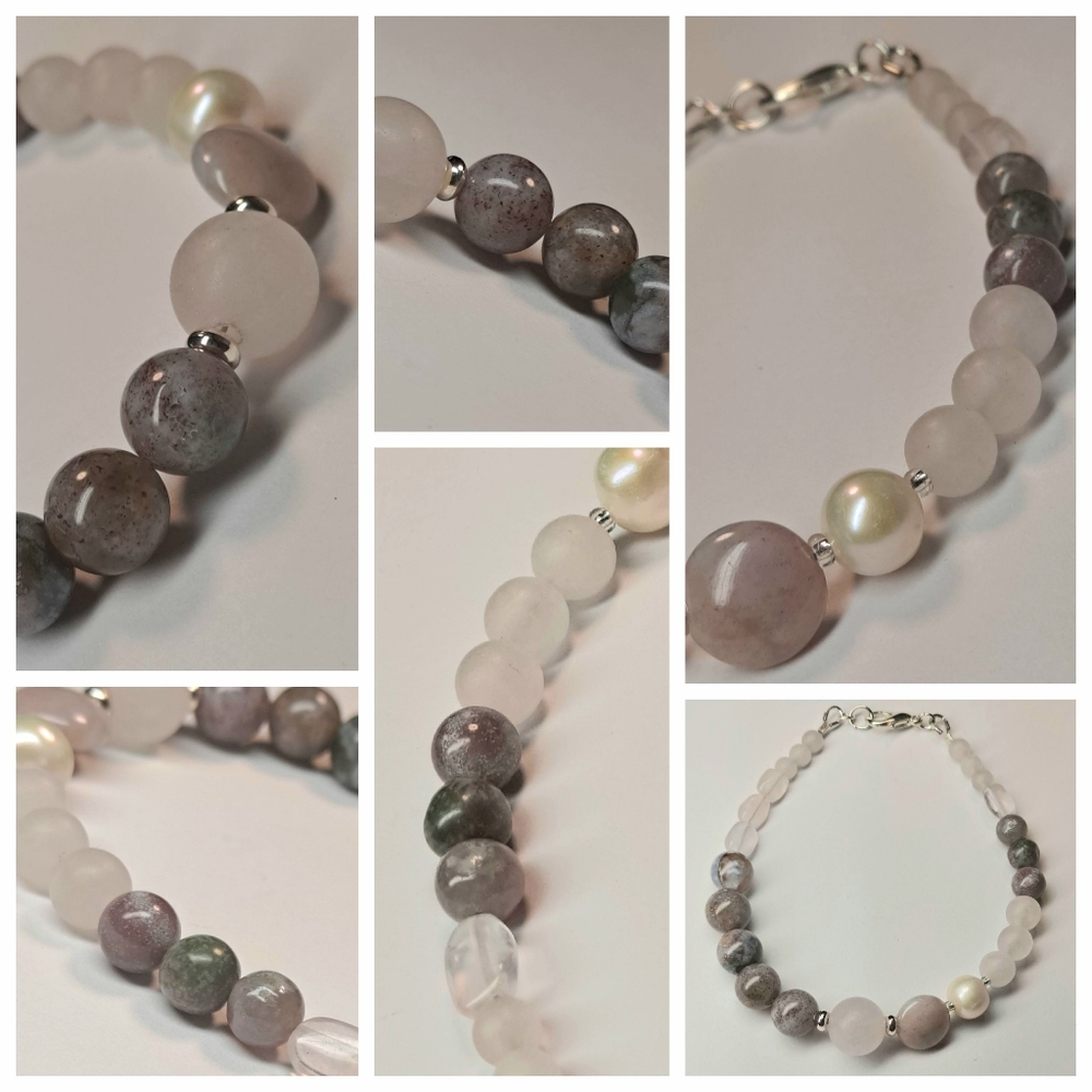 HAND CRAFTED * OOAK * ROSE QUARTZ * PEARL * GEMSTONE BRACELET